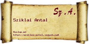 Sziklai Antal névjegykártya